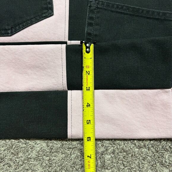 Handmade Bag Patchwork Denim Black Pink Vintage Recycled 12.5x6x15.5 - Picture 8 of 10